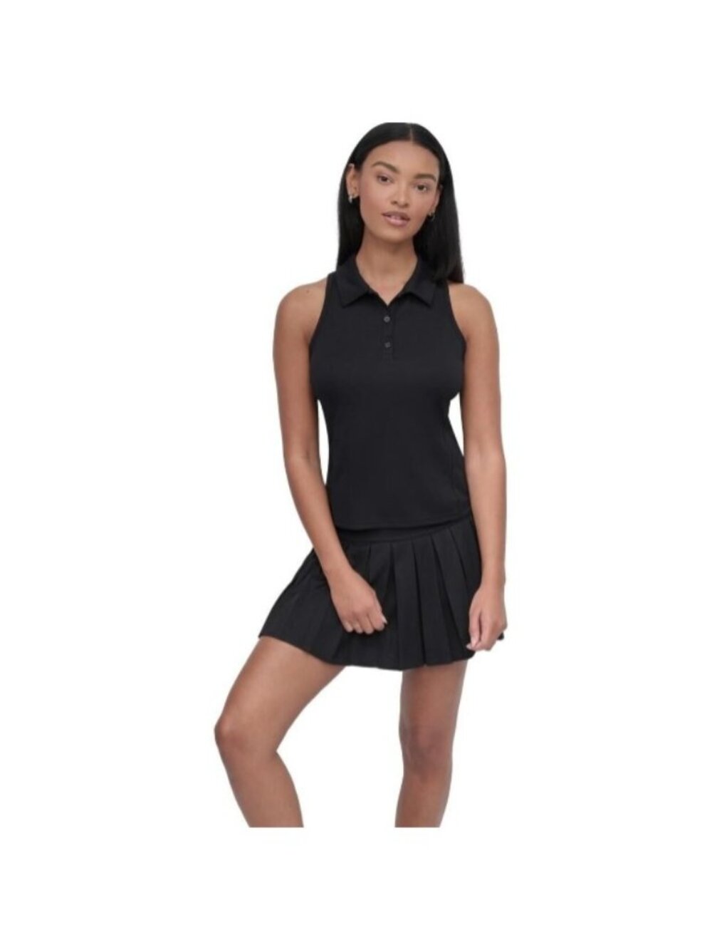 DKNY Sport Women's Court Racerback Polo Tank Top - Black XS